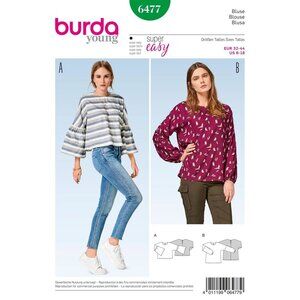 Burda Style 6477 Sewing Pattern Womens Loose-Fitting Blouse Size 6-18